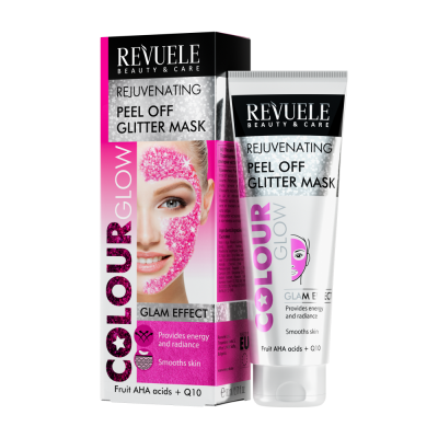 Омолаживающая маска-пленка для лица розовая Revuele Color Glow Glitter
