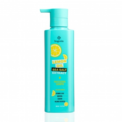 Шампунь для волос объем и восстановление Lemon Oil & Sea Salt Shampoo Bogenia BG440 №001
