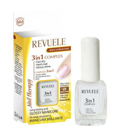 Revuele Nail Therapy Комплекс 3 в 1 – быстрое высыхание, твердое покрытие и глянцевый блеск