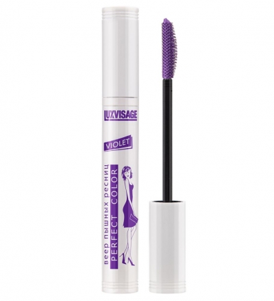 Фиолетовая тушь для ресниц Luxvisage Perfect Color веер пышных ресниц